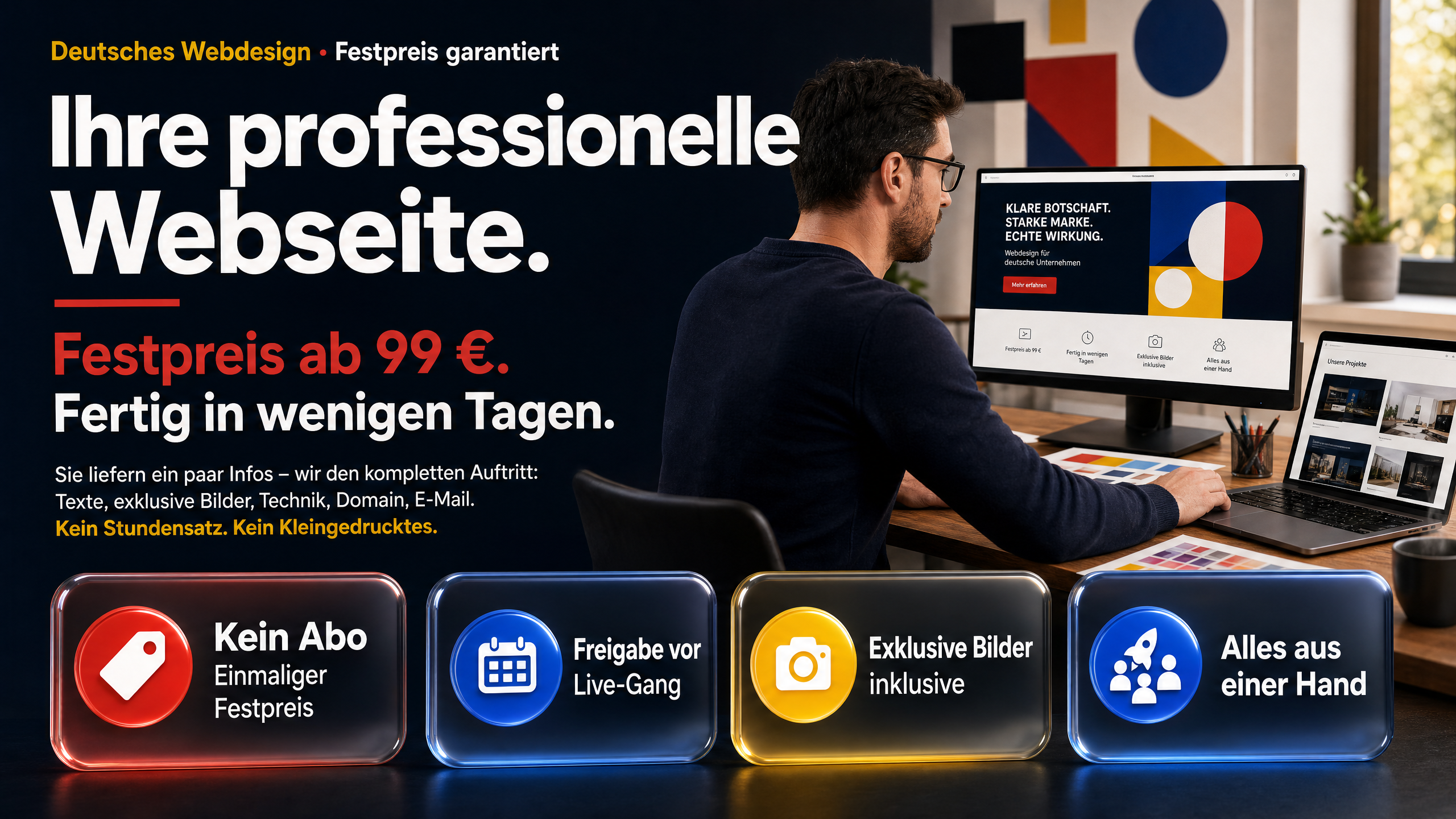 VEYOX Webdesign – Professionelle Webseite zum Festpreis ab 99 €, fertig in wenigen Tagen. Kein Stundensatz, kein Kleingedrucktes.
